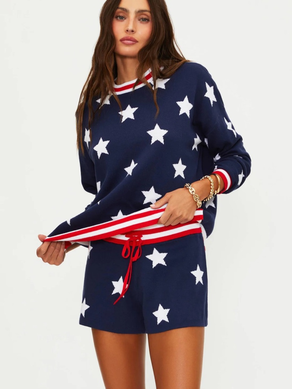 Beach Riot Navy Star Sweater & Shorts Set Nautical Size S - Picture 3 of 4